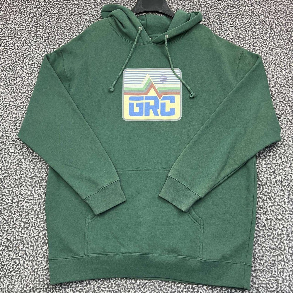 Grassroots California Hoodie Men Extra Large Green Fleece Pullover Long Sleeve